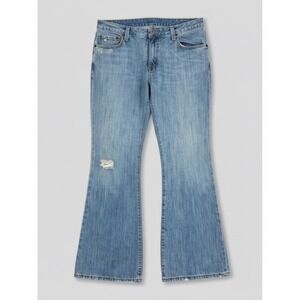 Y2K Fossil Continental Low Rise Bootcut Jeans Mens 34x32 Light Wash Distressed